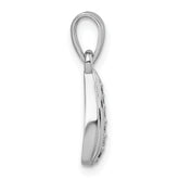 Sterling Silver Rhodium-plated Polished and Grooved White CZ Tear Drop Pendant